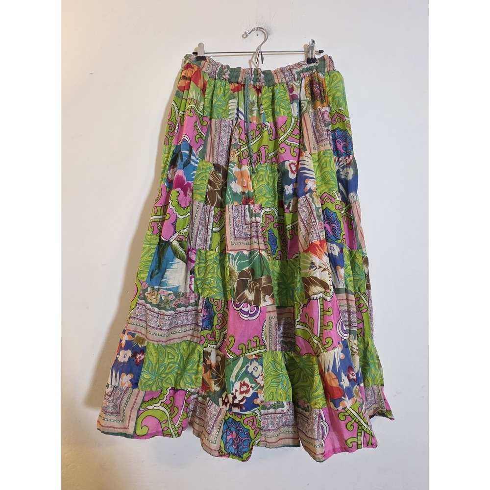 Multicolor Floral Patchwork Tiered Drawstring Cot… - image 3